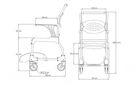 Mobiele douche- en toiletstoel